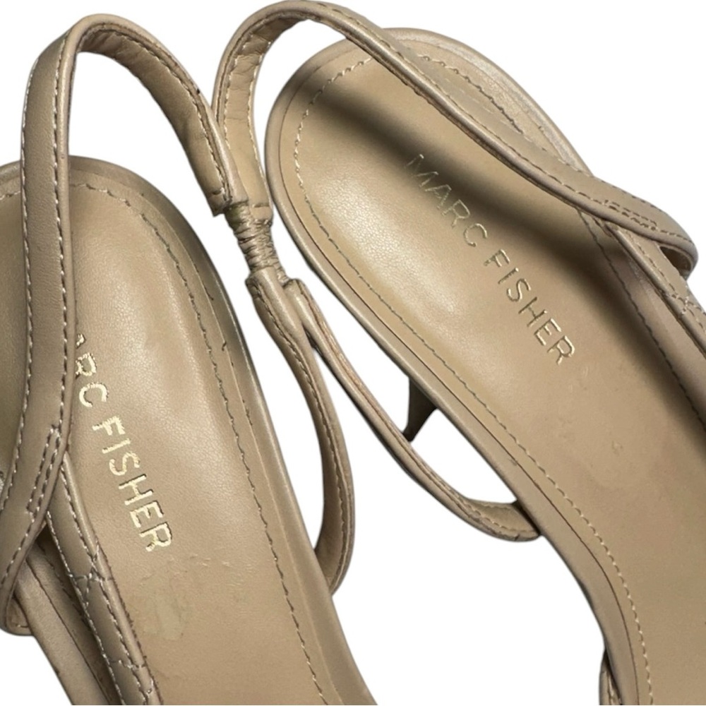 Marc Fisher Laniya Beige Faux Quilted Leather Cap Toe Sling Back Pumps Size 10 - Picture 9 of 12
